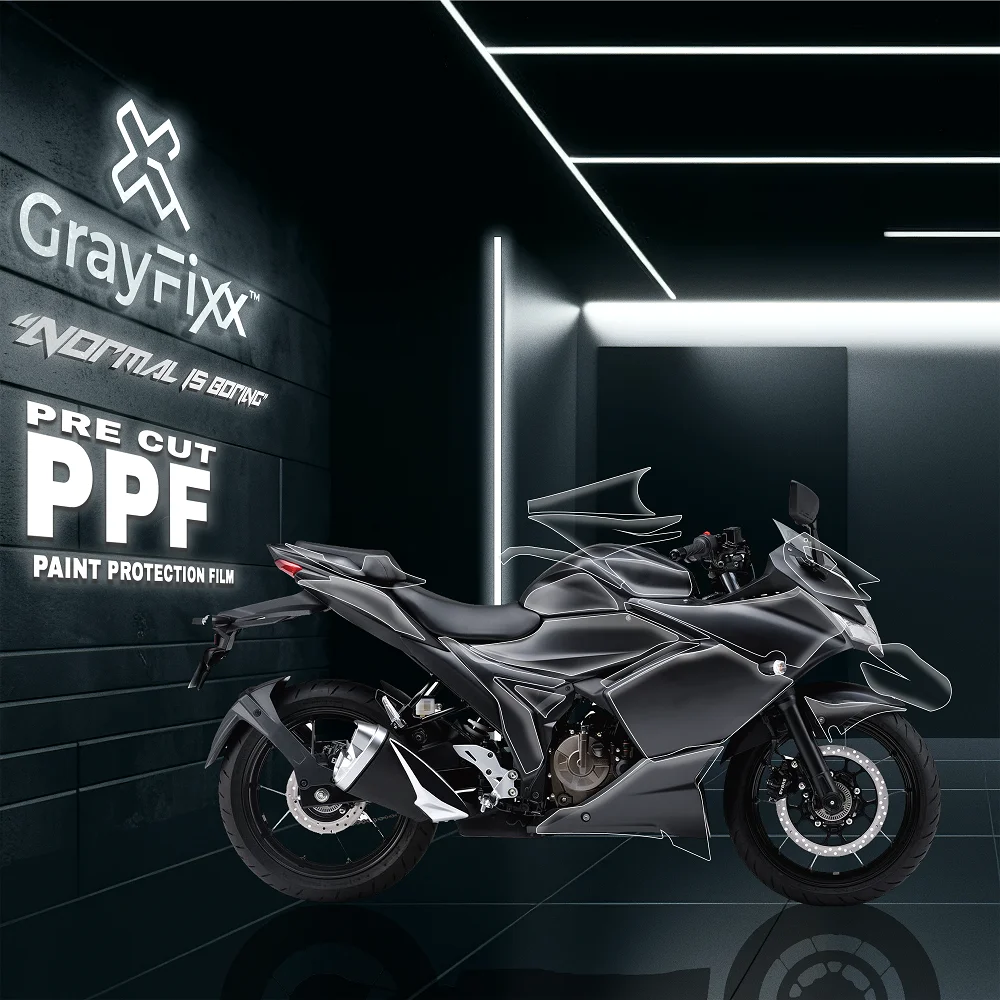 Pre-Cut PPF(Paint Protection Film) For Gixxer SF 155/250 | TPU(Thermoplastic Polyurethane), Water Proof, 3X Layer, Scratch Resistant